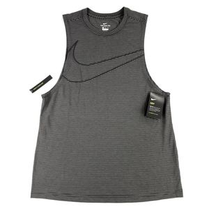 Nike Gray Striped Womens Tank Top Oversized
